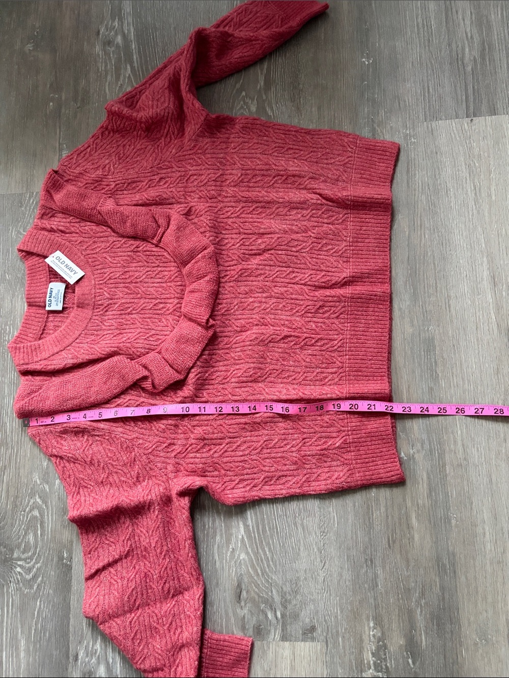 Old Navy Wool-Blend Cropped Ruffle Sweater, Mauve Rose, NWT - Picture 9 of 13